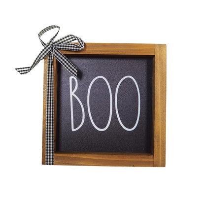 skyjoohy Boo Sign, Halloween Wooden Signs Boo Table Decorations Halloween Home Decor Indoor Tiered Tray Decor Bathroom Farmhouse Desk Decor Inside Decorative Signage (Hallowween-BOO) - WoodArtSupply