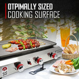 Gas One Flat Top Grill with 3 Burners – Auto Ignition Propane Portable Gas Grill – Premium Stainless Steel Body Tabletop Grill with Pre Season Griddle – Convenient Drip Tray – Ideal for RV, Camping Gas One