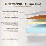 Dopinmin King Mattress, 6 Inch Gel Infused Memory Foam Mattress Medium-Firm Mattress for Pressure Relief & Cooling Sleep, CertiPUR-US Certified, Bed in a Box Dopinmin