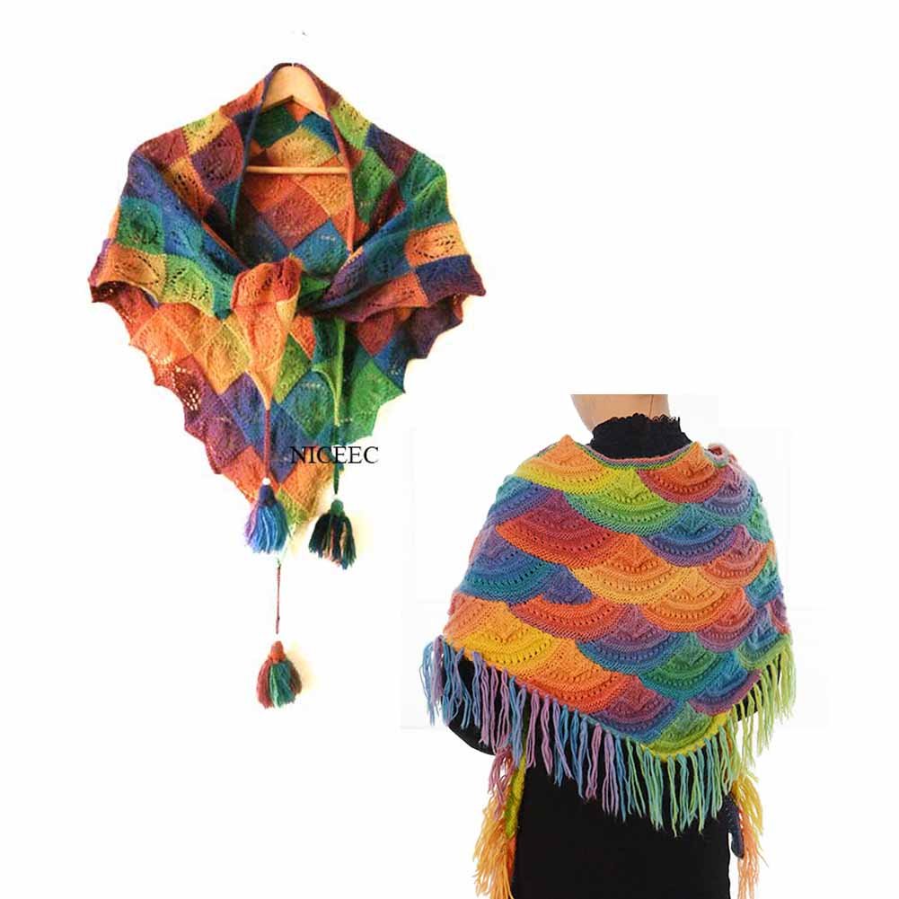 2 Skeins Rainbow Soft Yarn 100% Wool Gradient Multi Color Yarn for Crocheting Knit Total Length 180m×2(196yds×2,50g×2)-11 NICEEC