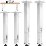 POROHOM 4PCS Adjustable Square Table Leg (14-24inch)，Metal Desk Legs, Home Office DIY Furniture Leg Set for Tables, DIY desks, Counter Tops, Kitchen Tables,Office Desk(White) POROHOM