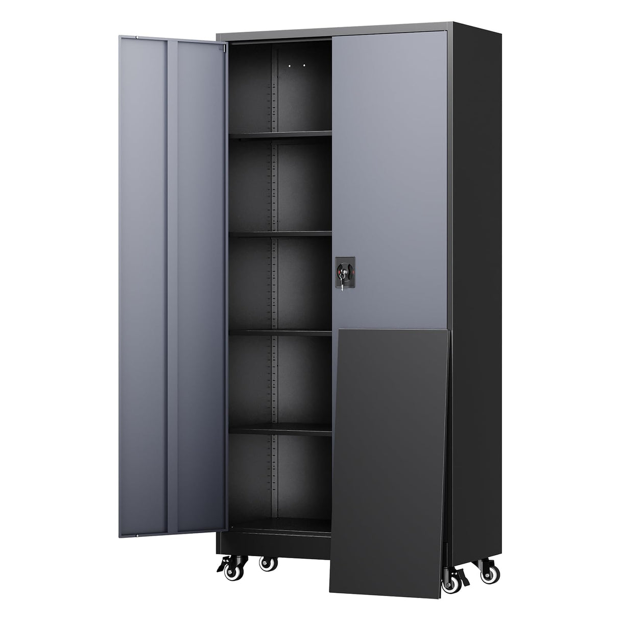 Yizosh Metal Garage Storage Cabinet with Locking Doors and Adjustable Shelves,- 75" Rolling Steel Tool Cabinet for Home Office,Garage,Warehouse Yizosh