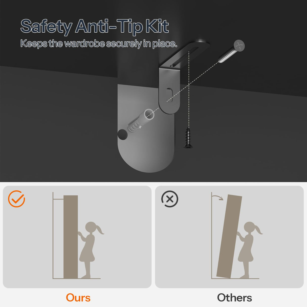 HOOBRO Armoire Wardrobe Closet, Wardrobe Closet with Doors and 2 Drawers, Bedroom Armoire with Hanging Rod, Tall Armoire for Bedroom, Wooden Clothing Storage Cabinet, Black HOOBRO