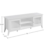 Lavish Home TV Stand - 55-inch Storage Cabinet with 2 Cubbies and 2 Shelves - Entertainment Center for Living Room, Bedroom, or Entryway (White) Lavish Home