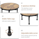 ZYUXUAN Industrial Round Coffee Table, Circle Wood Pottery Barn Coffee Table with Heavy Duty Metal Pipes Legs, Accent Cocktail Table Center Table with Open Shelf Storage for Living Room Home ZYUXUAN