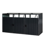 Outdoor Garbage Bin Storage Shed, Steel Trash Can Storage with Lockable Doors & Lids for 3 Trash Cans, Metal Garbage Can Hider for Outside Garden Yard Backyard Patio (3 Trash Can+Black) YskdhfczQ