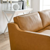 Modway Impart Upholstered Genuine Leather Sofa in Tan Modway