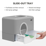 YITAHOME Large Enclosed Cat Litter Box with Lid Cover, Hooded Odorless Anti-Splashing Cat Toilet with Drawer Litter Scoop Front Entry Top Exit Door, Easy to Install and Clean YITAHOME