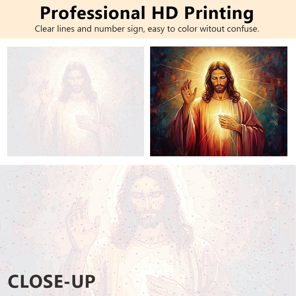 TUMOVO Painting by Number Kit for Adults, Divine Mercy Paint by Numbers, Jesus Adults' Paint-by-Number Kits, Christianity Adult Paints by Number Kits, 16X20 Inch Frameless Paints by Numbers TUMOVO