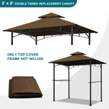 Grill Gazebo Replacement Canopy Top - Wonwon 5x8 Gazebo Roof Double Tiered Outdoor BBQ Roof Cover Grill Shelter Only Fit for Model L-GG001PST-F (Brown) Wonwon