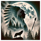 DPDAKIT Wolf Diamond Art Kits for Adults, Native American Diamond Painting Kits for Beginner, 5D DIY Round Full Gem Art Crafts for Home Wall Decor Gift, 12x12inch DPDAKIT