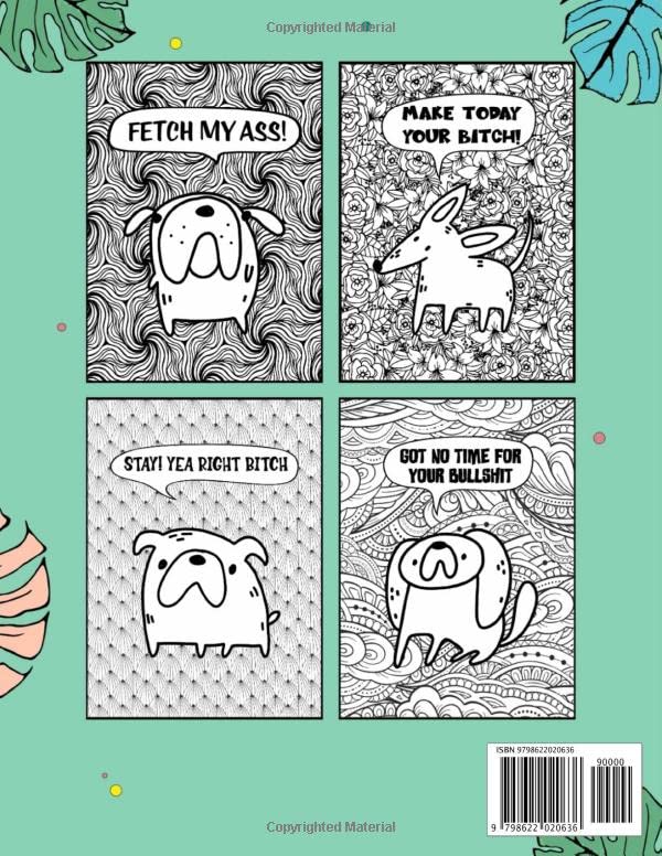 Swearing Dogs Coloring Book: Dog Designs with Funny Cursing Quotes for Adult Relaxation and Stress Relief: Cursing Dogs Coloring Book for adults WoodArtSupply