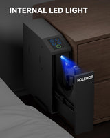 Gun Safe Biometric Pistol Safe Bedside Handgun Case, Slider Fingerprint 3 Ways Quick Access Mounted Gun Lock Box for Nightstand, Bed, Desk, Wall, Dresser HOLEWOR