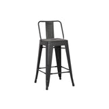 AC Pacific 24” Metal Barstool Set of 2 – Country Rustic Style with Low Back, Lightweight & Sturdy Build, Easy Assembly – Matte Black AC Pacific