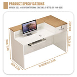 Reception Desk with Counter Modern, 35.4-118.1'', Solid Wood Ecological Board, Large Storage Space,Lockable Storage Drawers, for Salons, Offices, Lobbies, Retail Stores and Home Offices EQWZUPD