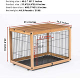 Dog Crate Furniture with Removable Top Cover, Wooden Crate with Tray, Dog Kennel Indoor for Small/Medium/Large Dogs(Light Brown, 37.4" L*25.9" W*25.8" H) Furnipeture