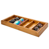 MyGift 7 x 15 inch Modern Bamboo 6-Slot Sunglasses Storage Case, Eyewear Display Tray MyGift