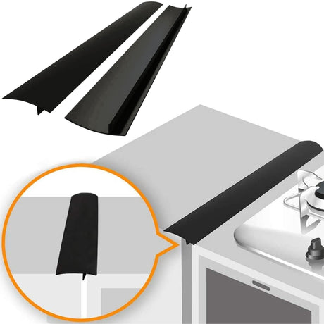 Linda’s Essentials Silicone Stove Gap Covers (2 Pack), Heat Resistant Oven Gap Filler Seals Gaps Between Stovetop and Counter, Easy to Clean Stove Gap Guard (21 Inches, Black) Linda's Essentials