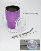 UIRZOTN 3oz Mini Tumbler Shot Glass with Straw and Lid, 24 Pack Stainless Steel Sublimation Shot Glasses for Wedding Party Whiskey Cocktail Bar with Straw and Lid UIRZOTN