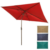 Ogrmar 6.5x10ft Patio Umbrella Rectangular Outdoor Table Umbrella with Crank & Push Button Tilt for Terrace, Backyard, Garden, Courtyard, Swimming Pool, Lawn (Tan) Ogrmar