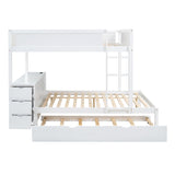 Harper & Bright Designs Full Over Full Bunk Bed Twin Size Trundle, Wood Full Bunk Bed with USB Ports, Storage and Desk, White Harper & Bright Designs