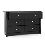 Storkcraft Crescent 6 Drawer Double Dresser (Black) – GREENGUARD Gold Certified, Dresser For Nursery, 6 Drawer Dresser, Kids Dresser, Nursery Dresser Drawer Organizer, Chest of Drawers STORKCRAFT
