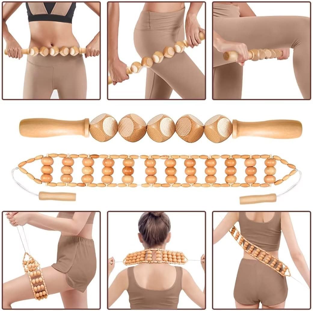 10-in-1 Wood Therapy Massage Tools Massager Wooden Massager for Body Shaping Massage Tool Set Wood Therapy Tools for Relieving Muscle Pain Body Lymphatic Drainage Massager JUANWAN