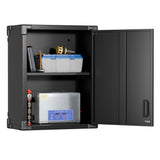 Aobabo Metal Wall Cabinet with Door, Lock and Adjustable Shelf, Metal Hanging Cabinet, Steel Garage Storage Cabinet for Home, Office and Kitchen, Black Aobabo