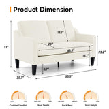VINGLI Loveseat Mid-Century Modern Loveseat Sofa Couch 53" Wide 2 Seater Sofa Couch Love Seat with Scooped Armrest for Small Spaces, Living Room, Dorm, Bedroom, Apartment (Creamy White) VINGLI