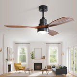 Sofucor 48 Inch Smart Ceiling Fan with Lights and Remote/APP Control, Compatible with Alexa/Google, 3 Blade Brown Black Solid Wood Low Profile Ceiling Fan for Indoor Outdoor Bedroom Farmhouse Patio Sofucor