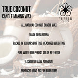 FLEUR DE SPA True Coconut Premium All-Natural Coconut Wax Blend for Luxurious DIY Candle Making - Made in The USA (1 Pound bar) fleur de spa