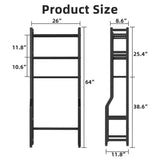 Livilord 3 Tier Over The Toilet Storage Rack with Toilet Paper Holder, Metal Freestanding Bathroom Shelves with 4 Hooks, Over Toilet Storage Shelf for Bathroom Storage, Black Livilord