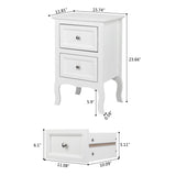 Bonnlo White Nightstand with 2 Drawers, Night Stands for Bedrooms, Small Bed Side Table/White Night Stand with Drawers for Small Spaces, College Dorm, Kids’ Room, Living Room, French, 16W x 12D x 24H Bonnlo