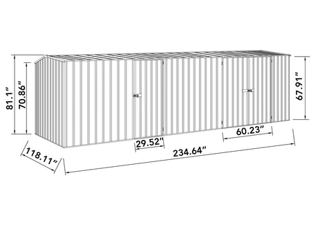 Absco Workshop 20 Ft. x 10 Ft. Metal Storage Shed DIY Galvanized Steel Sheds for Lawn Mower, Equipment, Workbench, Tools, Garden in The Yard, Garden, Patio, Outdoor Storage (Woodland Gray) ABSCO
