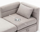asunflower Loveseat Sofa with Storage Seat, Modular Sectional Sofa with Ottoman Small Couch for Small Spaces Convertible L Shaped 2 Seater Love Seats Couch for Bedroom, Home Office, Grey asunflower