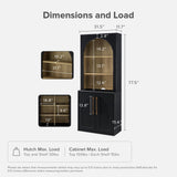 mopio Blake Storage Cabinet with Hutch, Sideboard Buffet Cabinet with Storage, Kitchen Pantry Organizer, Coffee Bar Station, Trophy Display Case with Door & Shelf for Living Room (Black Oak Arched) mopio