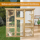 Grepatio Cat Enclosure Large Outdoor Catio Wooden Cat House with Weatherproof, Cat Cage Condo Indoor Playpen with Platform and Small House (Natural) Grepatio