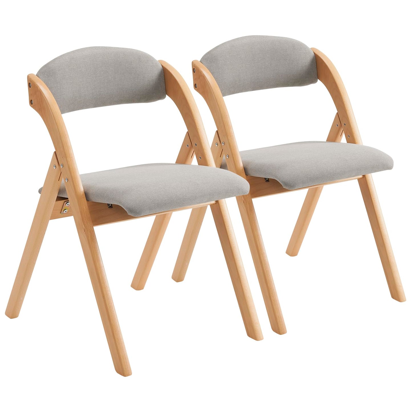 Karl home Wooden Padded Folding Chairs 2 Pack, Portable Folding Chairs with Cushion for Guests, Ideal for Kitchen Office Wedding Party Picnic, Nature - WoodArtSupply