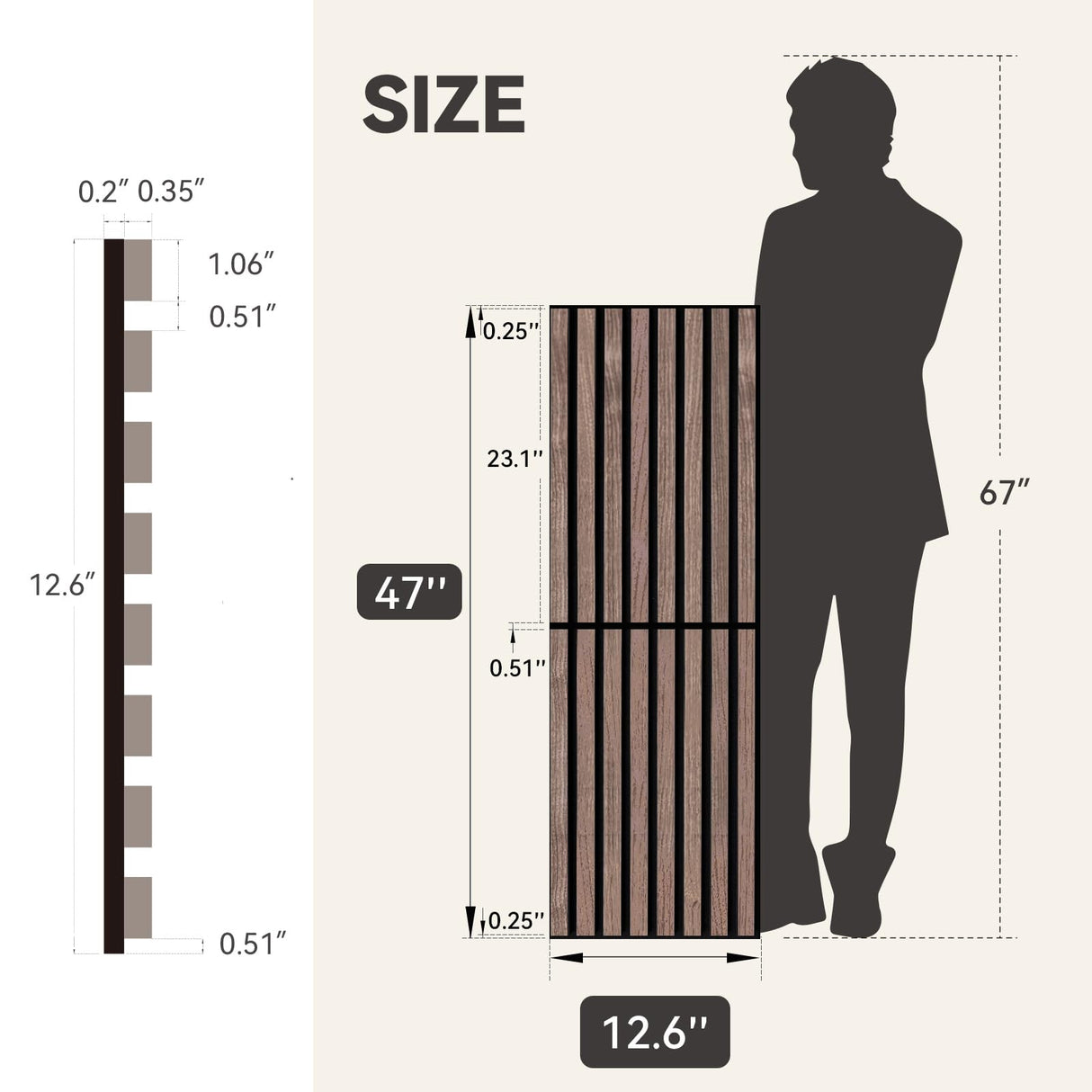 Upick Foldable Acoustic Wall Panels, 4 Pack 48" x 12.6" MDF Slat Wood Panels for Wall, Sound Absorbing Wall Panels for Interior Wall Decor, Walnut Upick