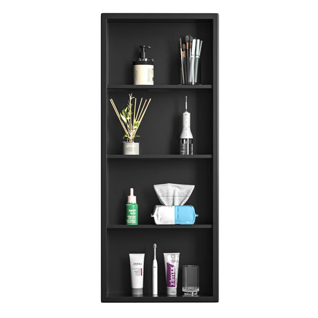 Bernkot Stainless Shower Niche 14"x 36" Matte Black with 4-Tier Shelves No Tile Needed Niche Shower for Bathroom Wall Storage Recessed Medicine Cabinet Bernkot