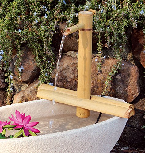 Bamboo Accents Zen Garden Water Fountain Kit - Adjustable Spout with Smooth Matte Finish, includes Submersible Pump - Ideal for Indoor & Outdoor Use, Container Not Included (12" Adj Half-Rounds) Bamboo Accents