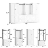 TUSY Larger Armoire Wardrobe Closet with 2 Hanging Rods & 8 Doors, 81.9" Tall Wardrobe Closet Cabinet with 6 Drawers, Modern Clothes Storage Cabinet, 81.9”H x 19.7”D x 126”W, DCCD TUSY