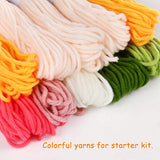 Pllieay Punch Needle Embroidery Starter Kits for Kids and Adults Beginners, Include Instructions, Punch Needle Fabric with Floral Pattern, Yarns, Embroidery Hoops and Threader Tools Pllieay