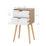 JAXPETY Nightstands Set of 2, Night Stand with Drawers, Bedside Tables with Solid Wood Legs and Large Storage Space, End Table, Side Table, for Bedroom, Natural JAXPETY