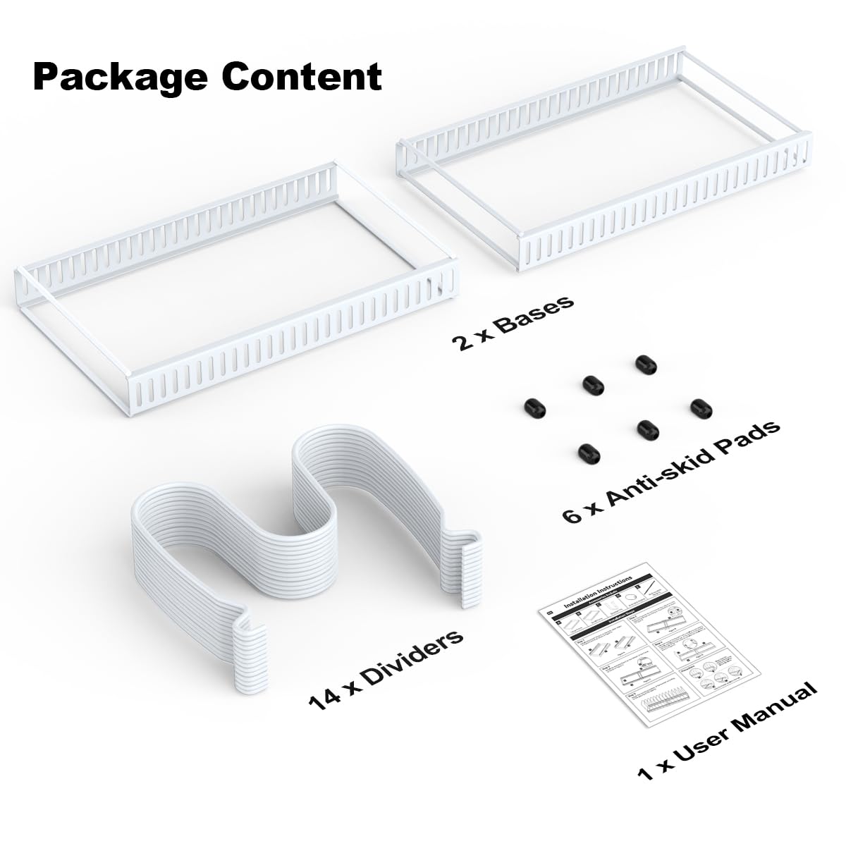 Housolution Pot and Pan Organizer Rack for Cabinet, Upgraded Expandable Pot Lid Organizer with 14 Adjustable Dividers, Pan Holder Storage Rack for Kitchen Cabinet, White Housolution