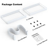 Housolution Pot and Pan Organizer Rack for Cabinet, Upgraded Expandable Pot Lid Organizer with 14 Adjustable Dividers, Pan Holder Storage Rack for Kitchen Cabinet, White Housolution