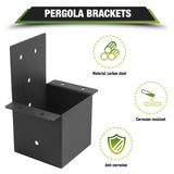 4 Pcs Pergola Brackets，4“x 4"(Actual 3.6 "x 3.6")Post Top Rafter Brackets,Gazebo Brackets Wall Mount Bracket Kit for Wood Posts Pergola Post Connector Or Deck Railing XIHUWZ