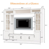 AMERLIFE 98" W Wall Unit TV Stand with Storage for TVs up to 80", Modern TV Console with LED Lights, Entertainment Center with Bookshelves for Living Room, White AMERLIFE