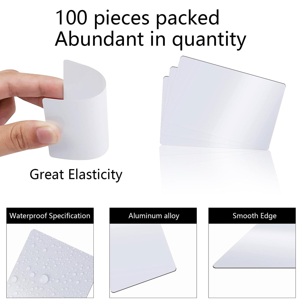 100 Pieces Sublimation Metal Business Cards Which Can Be Sublimated Both Sides,3.38 x 2.12 x 0.0078 Inch Blank Sublimation Metal Name Card for Color UV Print (100 Pcs Metal Business Cards) Cevhzoe