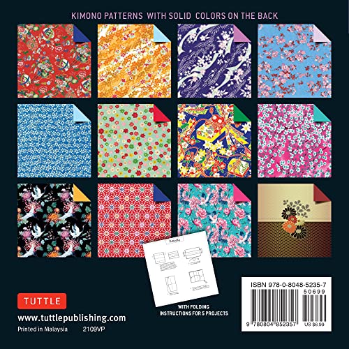 Origami Paper 100 sheets Kimono Patterns 6" (15 cm): Double-Sided Origami Sheets Printed with 12 Different Patterns (Instructions for 6 Projects Included) - WoodArtSupply